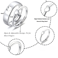 Ensemble de bagues de couple en cuivre Jeutelis - Design à fermoir avec icône cœur, bague de promesse sentimentale pour elle et lui