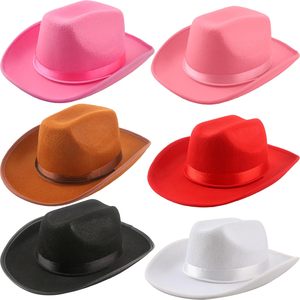 SOLPOP Club Bar Dames Kind Volwassen <span class=keywords><strong>Cowboy</strong></span> Vilt Western Verkleedkostuum Feestartikelen Cowgirl Hoed met lint - Product Image 1