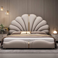 Vente en gros : Lits rembourrés de luxe, modernes, en bois massif, tailles King et Double, avec rangement, mobilier de chambre pour la maison