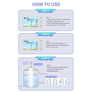 מדיד מפלס מים אוטומטי סולארי אולטראסוני, בקר מפלס מים דיגיטלי אלחוטי, טווח 0-5 מטר, חומר ABS - Product Image 6