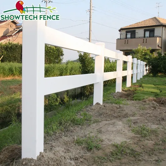 2 raylı at çit plastik beyaz çiftlik at çit PVC kapı, çiftlik boru çit vinil