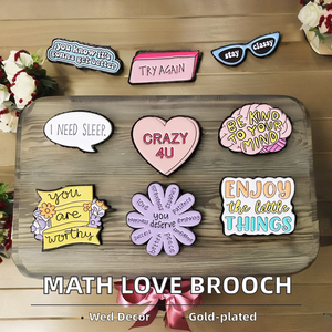 Broche algebraico en forma de corazón Insignia de metal Rosa Línea recta Ecuación Pendiente-Interceptar Matemáticas Tema cruzado Pin de San Valentín - Product Image 2