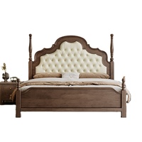Ensemble de meubles de chambre à coucher au design moderne et luxueux, lit double en bois massif de taille king-size, lits en bois personnalisables