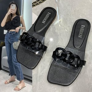 Yongge <span class=keywords><strong>2022</strong></span>, nuevo estilo para mujer, zapatillas de ballet, sandalias de verano sin cordones con fondo plano, ropa de abrigo transparente - Product Image 3