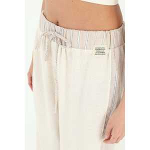 Pantalones anchos de mujer Boga Design, color beige, cintura alta, transpirables, con rayas laterales - Product Image 1