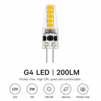 Ampoule LED G4 2W AC/DC 12V COB Silicone 200LM 2700K/3000K/6000K 360° Sans Scintillement Résidentiel Extérieur Remplace l'Halogène CE LVD RoHS