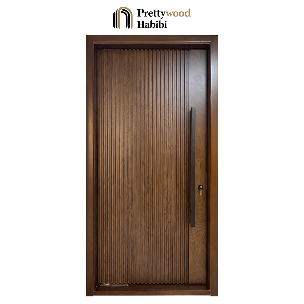 Предварительная деревянная поворотная входная дверь из черного ореха
