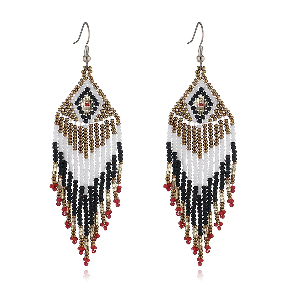 Statement Beaded Hoop Earrings Fashion Bohemian Model Colorful Earrings For Women Earrings Native Handmade Boho
