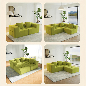 Sofá Seccional en Forma <span class=keywords><strong>de</strong></span> L <span class=keywords><strong>de</strong></span> Tela <span class=keywords><strong>de</strong></span> Franela Simple, con Relleno <span class=keywords><strong>de</strong></span> Esponja <span class=keywords><strong>de</strong></span> Alta Densidad y Cojines Lavables Extraíbles, en Caja, para Comercio Transfronterizo - Product Image 4