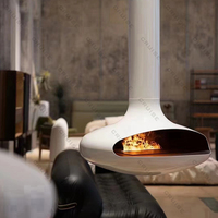 Cheminée électrique suspendue au plafond, moderne, noire, décorative, sans chauffage, à effet de flamme, avec brume d'eau