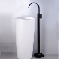 Vente en ligne : Ensemble de robinetterie de baignoire moderne en acier inoxydable, sur pied, noir mat poli, style pluie, avec cartouche céramique