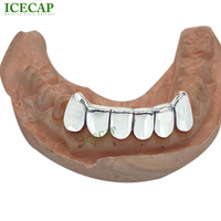 Grillz personnalisés en argent sterling 925 plaqué or blanc pour hommes, bijoux hip-hop raffinés, pas chers, 8 dents, bijoux Moissanite