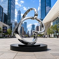 Escultura Contemporánea de Acero Inoxidable Pulido con Temas de Animales/Hadas/Música - Diseño Personalizable, Regalos para el Día Nacional/Natalidad/Navidad