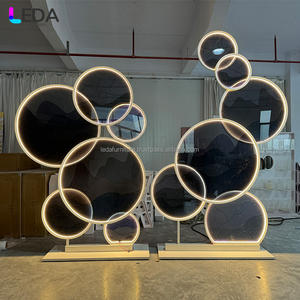 LEDA Heavy Duty Black Circle Backdrop Stand Acrylique LED Round Ring Backdrop Wall for Wedding Party - Product Image 1