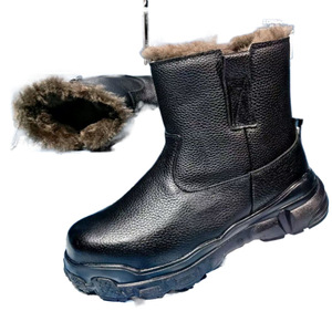 รองเท้าบูทหิมะบุขนหนาสำหรับผู้ชาย หนังเย็บต่อกัน กันลื่น ส้นเตี้ย อุ่นสบายสำหรับฤดูหนาว บุผ้าฝ้าย หุ้มข้อสูง ป้องกันความหนาวเย็นในภาคตะวันออกเฉียงเหนือ - Product Image 5