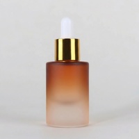 Flacon en verre ambré dégradé mat de haute qualité 15 ml avec compte-gouttes à bulbe à fond épais pour huiles essentielles, sérums et cosmétiques, avec emballage personnalisé