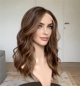 Perruque complète en <span class=keywords><strong>cheveux</strong></span> humains européens bruts de qualité supérieure, avec dentelle HD, brun foncé, invisible et confortable, perruque juive pour femmes - Product Image 5