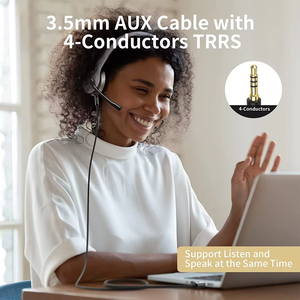 ZOGUO Professional 1m <strong>AUX</strong> <strong>Cable</strong> Microphone Function Gold Plated 3.5mm Plug Adapter PVC for Universal <strong>Mobile</strong> MP3 Players <strong>Speakers</strong> - Product Image 6