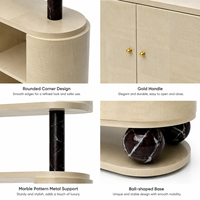 Étagère de présentation de luxe moderne en marbre noir avec pilier en bois et rangement cintrée pour projets de villas et d'hôtels