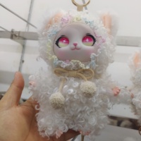 Porte-clés Lapin en Peluche Doux et Bouclé avec Dentelle, Breloque de Sac, Idéal Cadeau