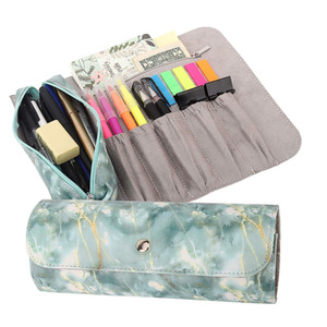 Estuche plegable de gran capacidad para lápices/utensilios de papelería, bolsa enrollable de cuero PU para bolígrafos, estuche para plumas estilográficas/estuche para lápices de dibujo - Product Image 1