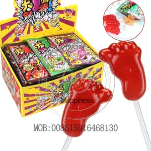 Fruit flavor foot lollipop with popping candy pop sweets