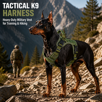 Harnais tactique robuste anti-traction pour chien K9, grande taille, en nylon avec boucle métallique, vente en gros, fabricant OEM sur mesure