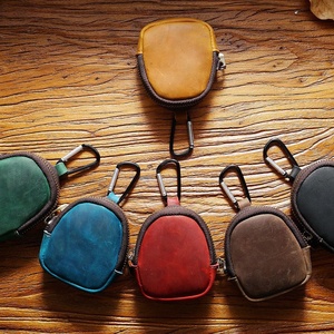 Real Leather Coin Purse Mini Pouch Money Pocket with Zipper Shell Bags Earphone Holder - Product Image 5
