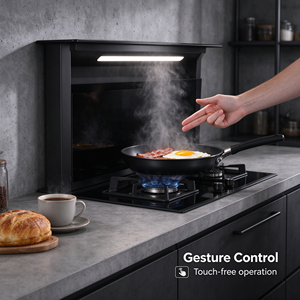 <span class=keywords><strong>Hotte</strong></span> aspirante électrique <span class=keywords><strong>professionnelle</strong></span> 700 mm pour cuisine, en acier laminé à froid, avec boîtier en verre, filtre en aluminium, moteur 150W, faible niveau sonore 68dB - Product Image 5