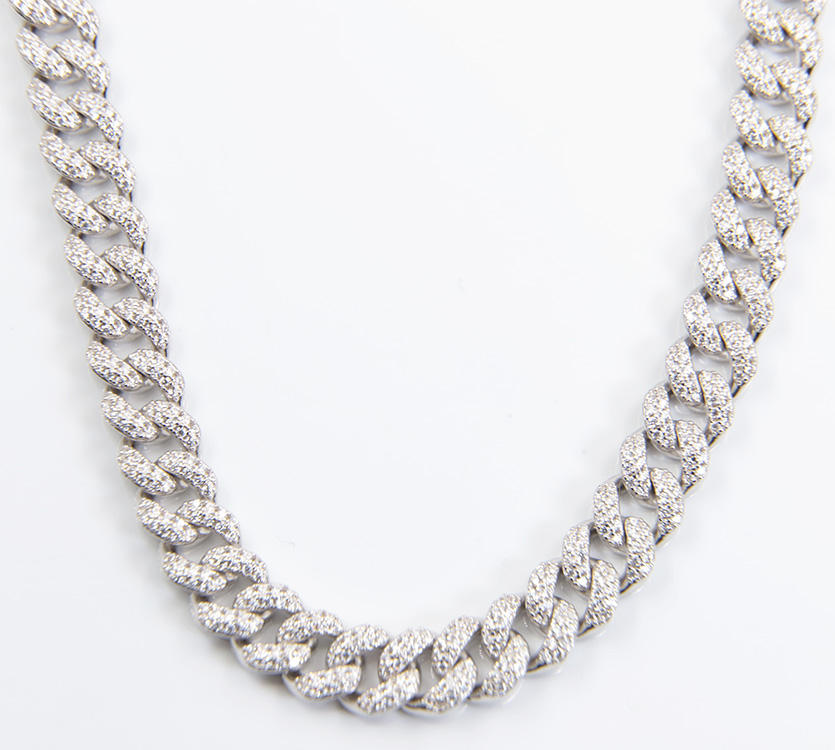 โซ่คิวบาแบบแถวเดี่ยว สีขาว ขนาด 10 มม.