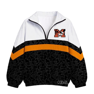 Coupe-vent à col zippé personnalisé, imprimé par transfert thermique, séchage rapide, motif 3D, en polyester, noir, orange, imprimé léopard, haut de printemps - Product Image 1