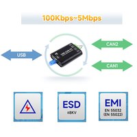 Analisa Data Can Bus Kecepatan Tinggi Kelas Industri 100Kbps~5Mbps Konverter Antarmuka USB ke CAN FD Modul Komunikasi