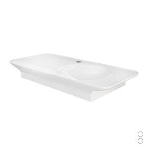 Lavabo mural Valet 111,3 cm blanc mat avec étagère gauche pour salle de bain - Product Image 1