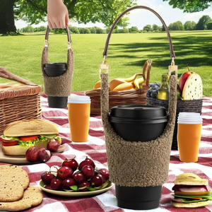 Logo personnalisé Porte-gobelet de voyage portable avec fermoir pour les pique-niques, la randonnée, le camping et le cyclisme Couvercle de bouteille d'eau pour tasses à café - Product Image 3