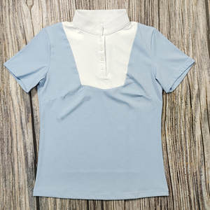 新しい服の女性の水色RTS乗馬競技ショーシャツメッシュ半袖トップス - Product Image 5