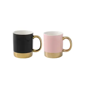 GZYSL Nordic Elegant Ins Tea Mug pink black white Creative Ceramic souvenir Mug cup with rose gold handle and gold bottom