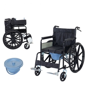 High Quality Multifunctional Manual Folding Steel Wheelchair with Bedpan <strong>Commode</strong> <strong>Portable</strong> for Hospitals - Product Image 2