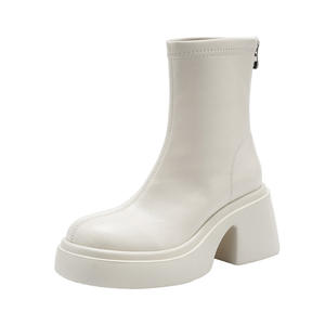 Botines de Ante Blancos Estilo Británico para Mujer, Plataforma con Suela Gruesa, Aumento de Altura, Elásticos, Delgados, Otoño, Invierno, Primavera - Product Image 5