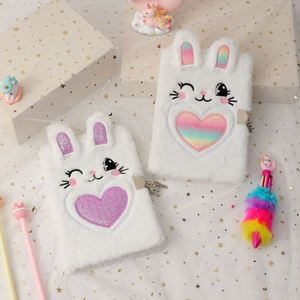 Kids Fluffy Writing <b>Journal</b> Notebook Rabbit Diary for Girls With Lock Plush Fox Toys Gift for Teen Girls - Product Image 1