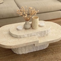 Table basse ovale moderne en pierre naturelle, support de canapé, de style nordique, simple et créatif, pour salon