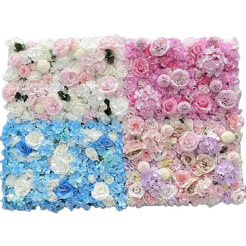 Artificial Flower Kissing Wall Silk Rose Green Planting Wall For Mall Ceiling Decor Wedding Flower Wall