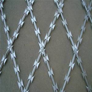 Fil de fer barbelé hexagonal anti-escalade, bobine de fil de fer barbelé, fil de fer rasoir, galvanisé à chaud/revêtement PVC, type rasoir croisé pour les chemins de fer - Product Image 5