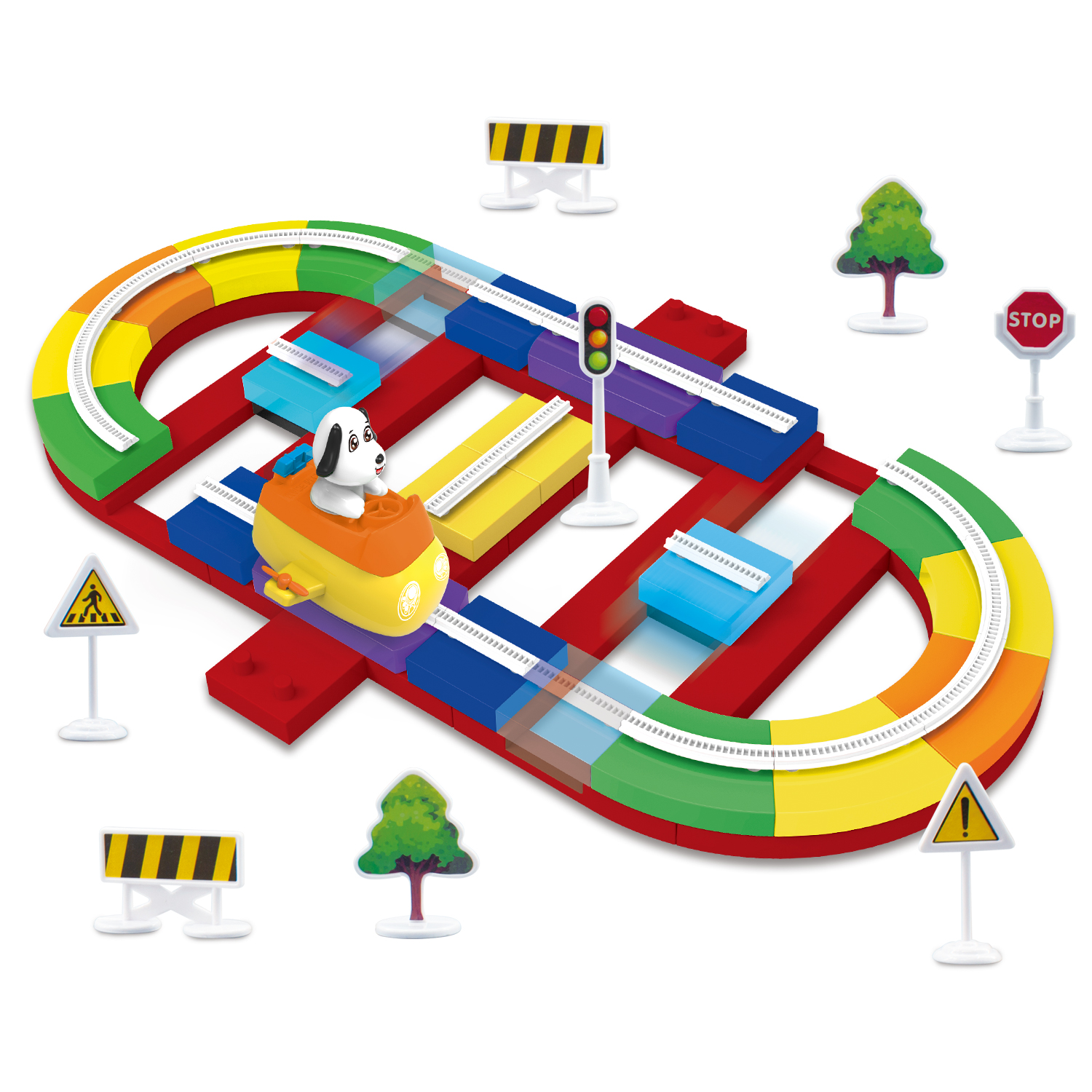 Цветной трек для строительных блоков с 80 шт., сборка «сделай сам», блокировка игрушек, кирпичи, железнодорожный трек, игрушки для детей