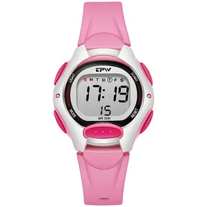 批发Relojes De Mujer儿童运动数字手表服装粉色迷你发光二极管手表手腕Damen Uhr