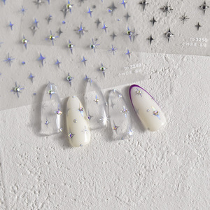 Vendita calda squisita Adesivi per Manicure con diamante di cristallo 3D lucidi stile francese argento stella adesivi per Nail Art fatti in plastica - Product Image 2