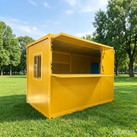 Kiosque conteneur pliable, stand modulaire avec fenêtre de service hydraulique relevable pour la vente de nourriture et de snacks