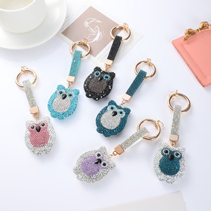 Wholesale Cartoon Cute Glitter <b>Crystal</b> Rhinestone <b>Animal</b> Diamond Keychain Fashion Bag Tassel Pendant <b>Animal</b> Key Chain - Product Image 1