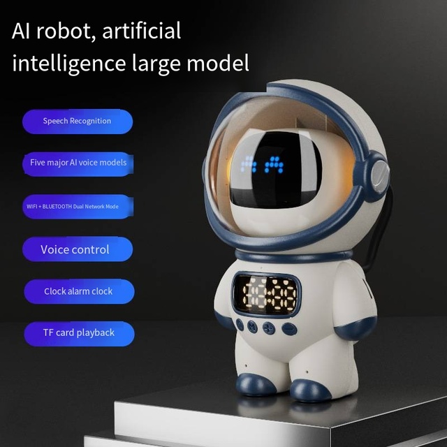Intelligent AI Large Model Bean Bag Deepseek Astronaut Audio for TF Card Multi-Function Speaker with Alarm Clock