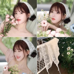 ผ้าพันคอไหมพรมลายสก๊อตสไตล์ฝรั่งเศส แต่งลูกไม้ ทรงสี่เหลี่ยม สำหรับฤดูร้อน ป้องกันแสงแดด บางเบา ระบายอากาศได้ดี เหมาะสำหรับผู้หญิงมุสลิม แฟชั่นเข้าได้กับทุกชุด พร้อมริบบิ้น - Product Image 2
