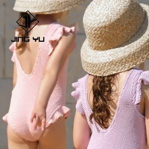 Traje de Baño de Diseño OEM de Marca Propia, Traje de Baño de Verano de Poliéster para Niños, Traje de Baño Personalizado con Volantes y Fruncido, Bikini de Una Pieza para Niñas - Product Image 3